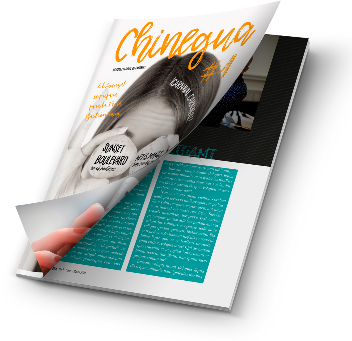 Download Magazine Mockup Cover Opening - Revista Chinegua